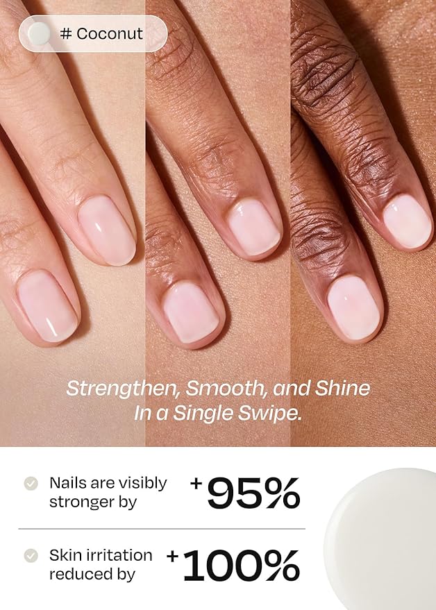 ohora Natural Glow Milk Syrup Nail Strengthener (Coconut) - Tinted Nail Hardener for Brittle, Damaged Nails, Quick-Dry Glossy Finish, Nail Repair & Growth, 15 mL