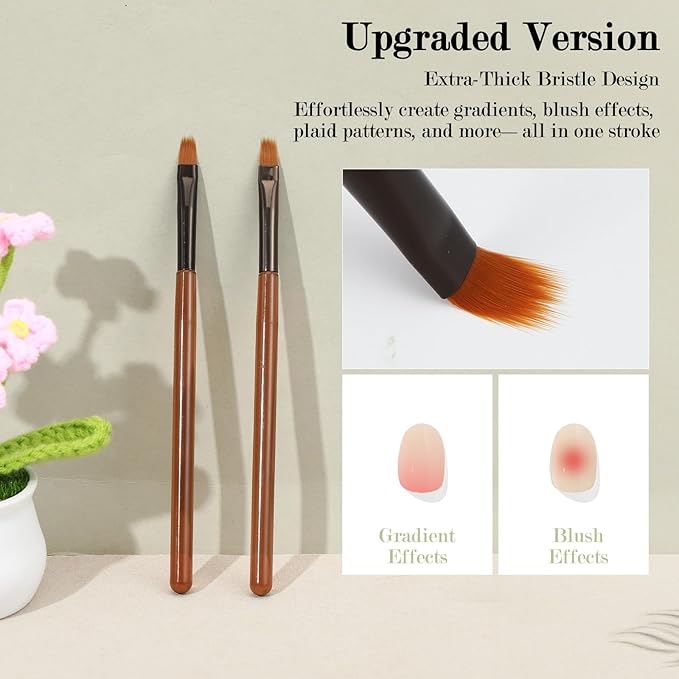 2PCS Ombre Nail Brush, Quick Nail Painting Designs Tools, Nail Design Brushes, Acrylic Ombre Brush for Nails for DIY & Salon Nail Supplies