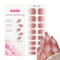 16Pcs Semi Cured Gel Nail Strips Ombre Pink Gel Nail Stickers Gold Glitter Nails Wraps UV/LED Light Needed Glossy Nails Polish Strips for Women Includes Prep Pads, File, Wooden Cuticle Stick