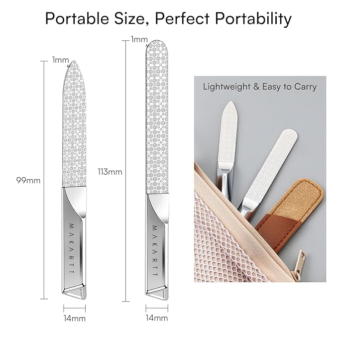 Makartt Nail Files - Metal Nail File for Natural Nails, Professional Double-Sided Fingernail File Kit with Stainless Steel Coarse & Fine Grinding Surface, Nail Kit for Women & Men Use (2 Pack)