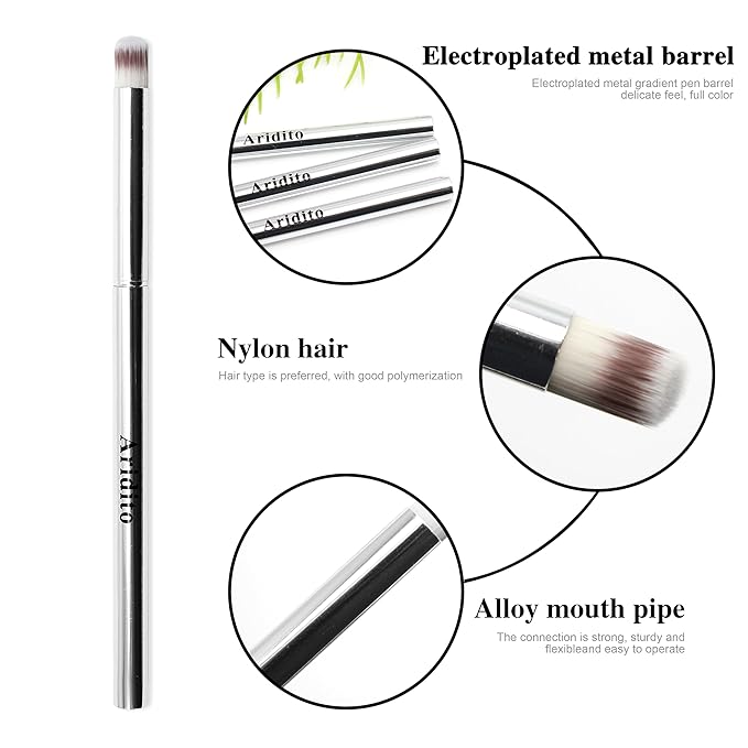 3PCS Nail Art Gradient Brushes - Silver Metal Handle, Soft Firm Bristles for Chrome/Mica Powder, Aura Nails & Eyelid Blending, No Shedding, Easy to Clean DIY Tool