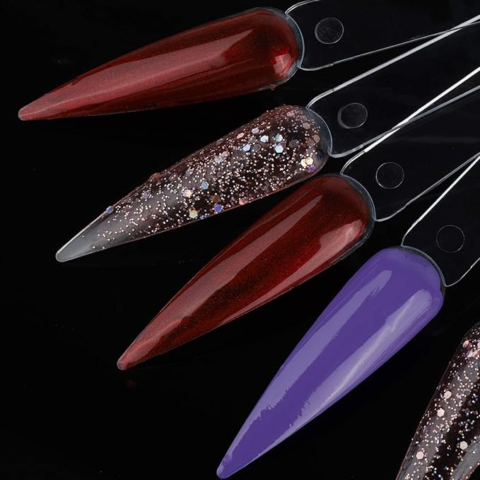 80 Pieces Nail Swatch Sticks Clear Display Sticks Stiletto Practice Tips Nail Color Swatches with Metal Ring