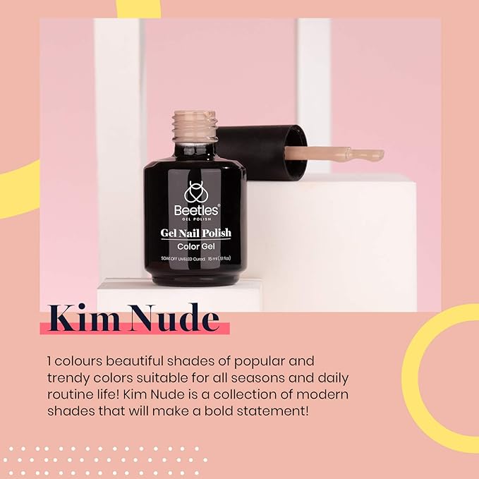 Beetles Brown Gel Nail Polish, 15ml Kim Brown Neutral Gel Polish Beige Tan Nail Polish, Soak Off Uv LED Nail Lamp Gel Nail Polish Nail Art Manicure Salon DIY Home