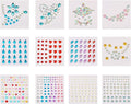Craftdady 12 Sheets Resin Rhinestone Stickers Heart Teardrop Flower Star Stick On Face Gems Stick On Nail Body Resin Beads for Halloween Makeup Nail Art Wedding Scrapbook
