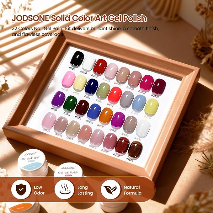 JODSONE 32 Colors Solid Paint Nail Art Gel Polish Set painting Drawing Gel Nail Polish for DIY Nails Art Design