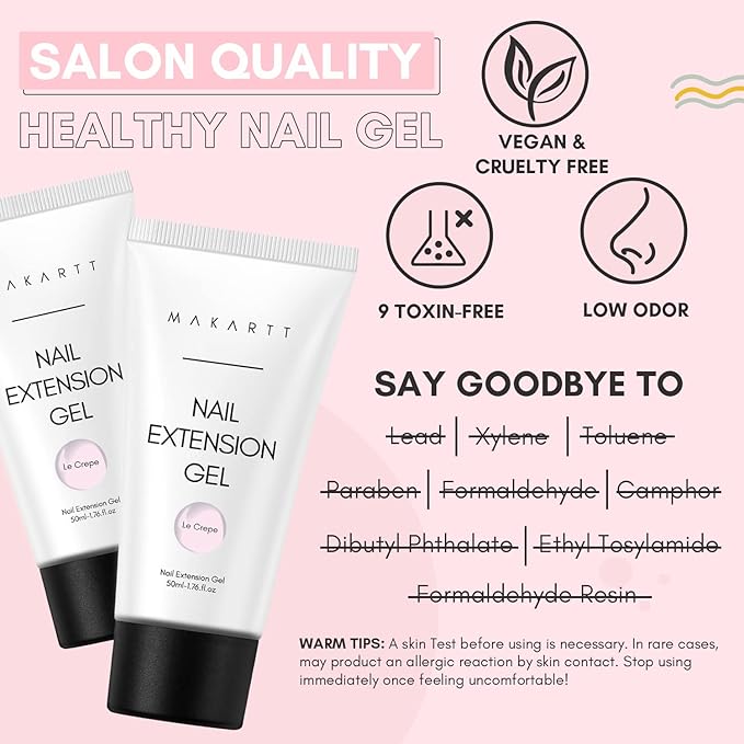Makartt Hema-Free Poly Nail Gel Light Pink,50ML Builder for Extension, Strengthener, Hard Gels for Nails, Beauty Gift Trendy Manicure Design Salon DIY at Home