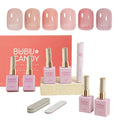 One step Gel nail polish Kit -6 Colors Top Coat Color Gel Base 3-In-1 Soak Off UV Gel Polish Kit for Home DIY & Birthday Gifts for Women | Ice naked Clear pink Latte nude