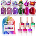 Double Rhythm Cat Eye Gel Nail Polish Set of 6 Same Color Same Bottle 0.5 Oz Shimmer Glitter with Magnet Holographic Reflective Magnetic UV Nail Polish Kit at Home (Aurora Galaxy Burgundy-T6-58)