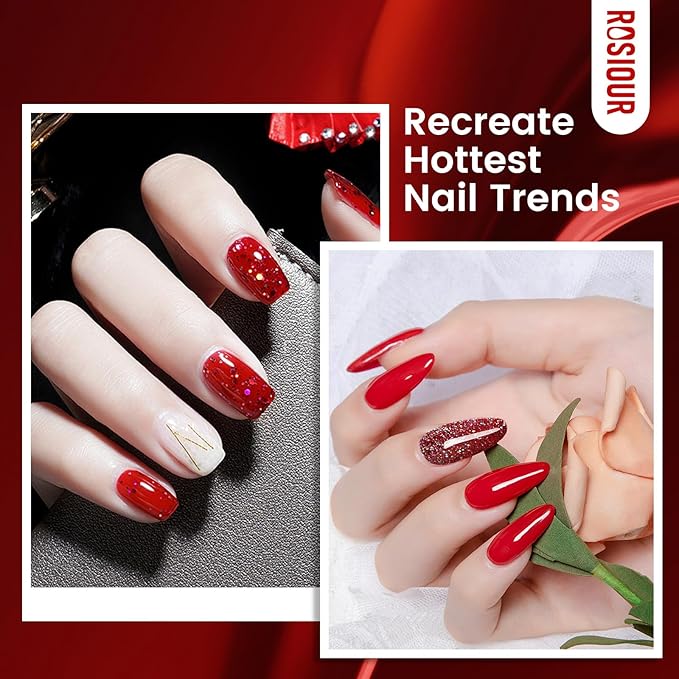 Hema Tpo Free Fall Winter Gel Nail Polish Set - 30Pcs 18ML Red Cat Eye Burgundy Glitter Gel Polish Set with Matte & Glossy Base Top Coat, Primer, Blooming Builder for Women Girls DIY Manicure Gift