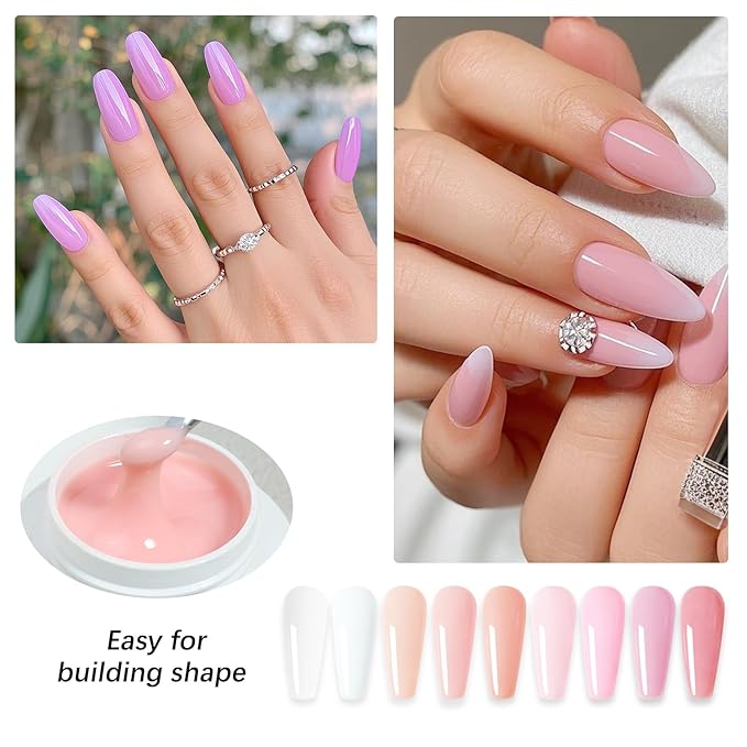 FZANEST Heat-Free Builder Hard Gel Hema-Free Nude Pink Nail Strengthening Extension Sculpting Color UV Gel for Nails #03