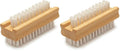 Konex Non-Slip Wooden Two-sided Hand and Nail Brush. Fingernail Brush for Nail Cleaning and Scrubbing. Heavy duty Stiff Nail Brush for Travel. Mechanic hand scrub brush with molded grip. (Pack of 2)