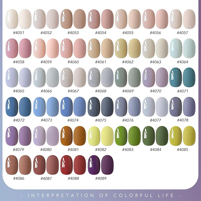 GAOY 42 Pcs Gel Nail Polish Kit, Nude Pastel Blue Purple Colors All Seasons Gel Nail Polish Set with Glossy & Matte Top Coat and Base Coat for Salon and DIY Manicure at Home