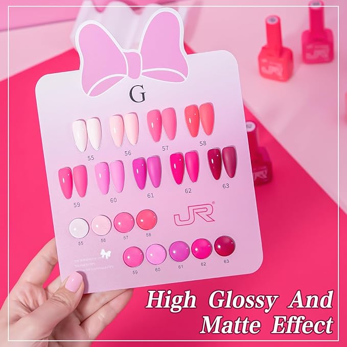 JR 9pcs 15ml Gel Nail Polish Set Red Nude Pink Gel Polish Kit Nude Pink Gel Polish Nail Art Manicure Salon DIY Soak Off UV LED Nail Gel Kit DIY Art Manicure
