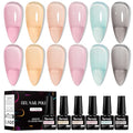 MTSSII Sheer Crytal Gel Nail Polish Set Jelly Gel Polish Kit 6 Colors Translucent Pink Blue Orange UV Nail Polish Glass Gel Polish Neutral Soak off Manicure Kit