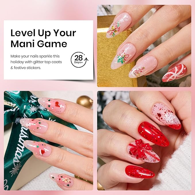 Beetles Gel Top Coat Set, 6Pcs 10ml Sparkle Glitter Cat Eye Top Coat Gel Nail Polish No Wipe Long Lasting Soak Off U V LED Manicure Salon DIY Gifts for Women