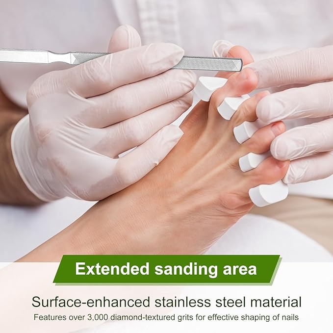 2Pcs Thick Toenail File for Men Stainless Steel Naill Files Toe File for Thick Nails Heavy Duty Toe Nails Filer Metal Toenail Files for Men Women, Manicure Pedicure Tool, 7” Long