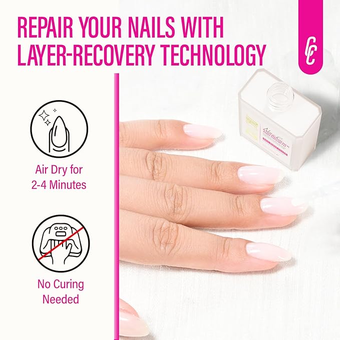 Protein Nail Strengthener for Gel Enthusiasts: Repair Thin Weak Peeling Nails After Acrylics Gel Removal - Milky White Nail Hardener and Growth Treatment Ridge Filler Milky White Polish