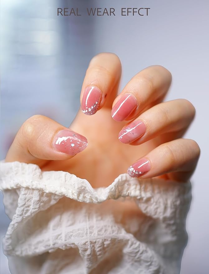 Nail Polish Strips – 32PCS UV Free Salon Quality Wraps, Long Lasting Gel Nail Stickers for Women (Blushing Pearl Pink)