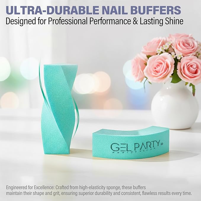 Professional Nail Files and Buffers Kit (12 Pcs) 100/180 Grit Double Sided Emery Boards for Acrylic Gel Nails+Colorful Sanding Buffer Blocks - Washable Manicure Tools for Salon & Home-Set C