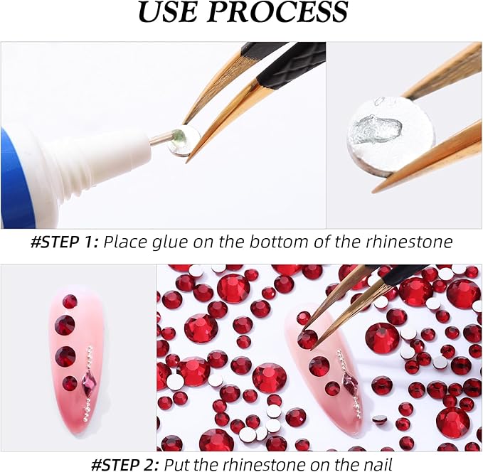 Siam Flatback Rhinestones, Glass Rhinestones for Nail Art and Craft, Glue Fix, Loose Crystal Gemstones(Siam, SS4, 1440pcs, 1.5-1.7mm)