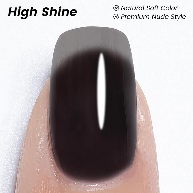 YTD Likomey Nude Black Gel Nail Polish,15ml Translucent Neutral Jelly Sheer Glass Salon Home DIY Nails Art Manicure Nude Fall Winter UV Color Varnish,LS225