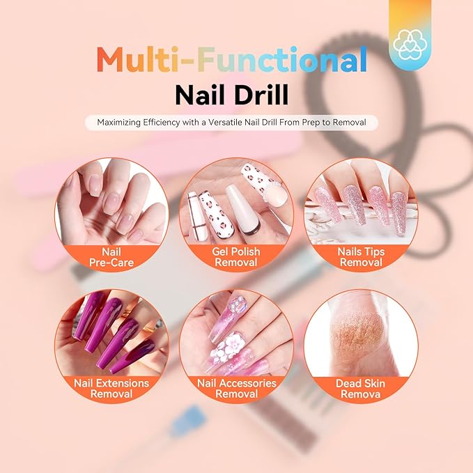 SAVILAND Electric Nail Drill Professional: 40000RPM Upgrad Nail Drill Kit 2026 Beautiful Gradient Sunset Color Scheme Nail D rill Machine Portable Nail File & Buffers Salon Use Manicure Pedicure