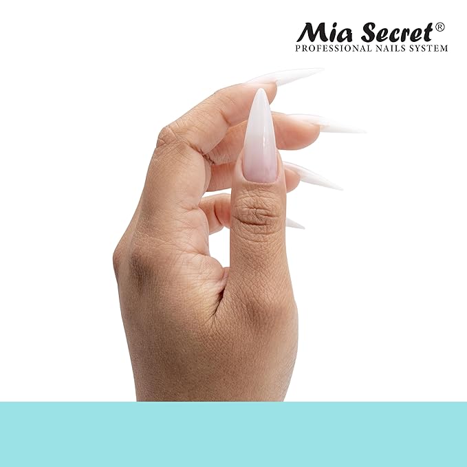 Mia Secret Soak off Soft Gel Nail Tip MADE IN USA for Salon and DIY (White Peony, Stilleto)