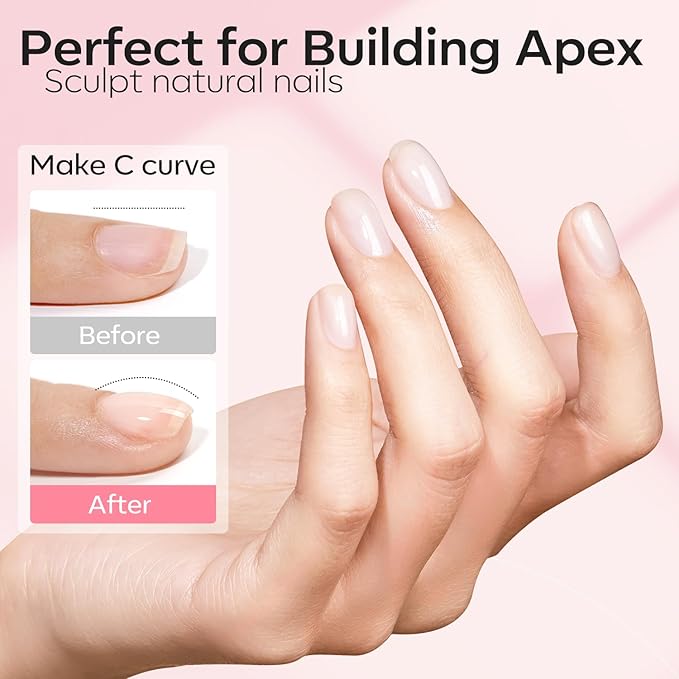 modelones Builder Nail Gel, 2 Pcs Cover Nude and Rose Pink Gel Builder for Thickening Apex Building 8-in-One Rubber Color Base Polish Strengthener Extension LED Lamp Cured 10 ml DIY Home Salon