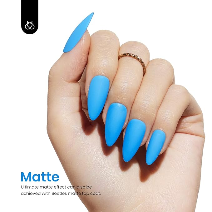Beetles Blue Gel Polish, 15ML Bright Blue Gel Nail Polish, Soak Off Spring Nails Art Manicure Salon Home DIY Design Uv Nails Lamp Needed Gift for Women