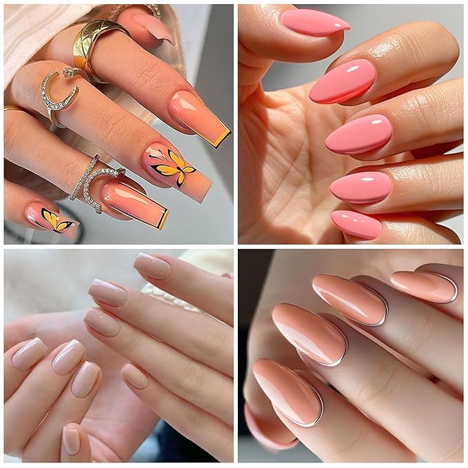 MTSSII 15Pcs Gel Nail Polish Set 6Pcs Gel Polish + 3Pcs Poly Extension Gel for Nail Nude Pink Skin Tones Neutral Nail Art Design Manicure DIY Home Salon
