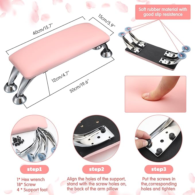 Demissle 3 Pcs Nail Art Tools and Accessories Include 1 Detachable Big Arm Rest for Nails Cushion, 1 Nail Art Table Mat, 1 Cell Phone Stand, for Manicure Technician Salon Home Use