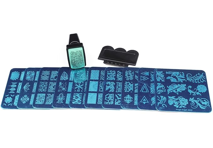 Mix 10 Designs Nail Plates +1 Pcs Nail Art Stamper + 1 Scraper Nail Art Image Stamp Stamping Plates Manicure