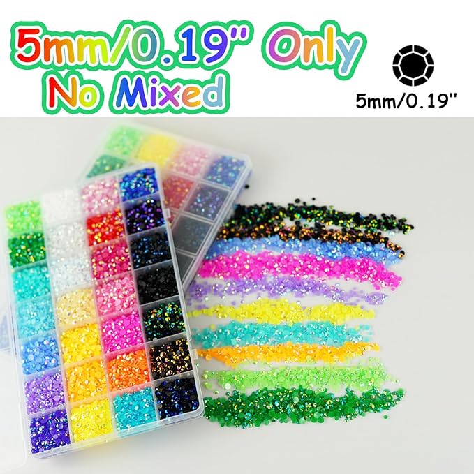 Multicolor Resin Rhinestones for Crafting, 5mm SS20 Jelly AB Flatback Beads,Non-Hotfix Colorful Crafts Flatback AB Gems Bedazzler, Jewels Bedazzling Kit with B7000 for DIY Art Crafts Decoration