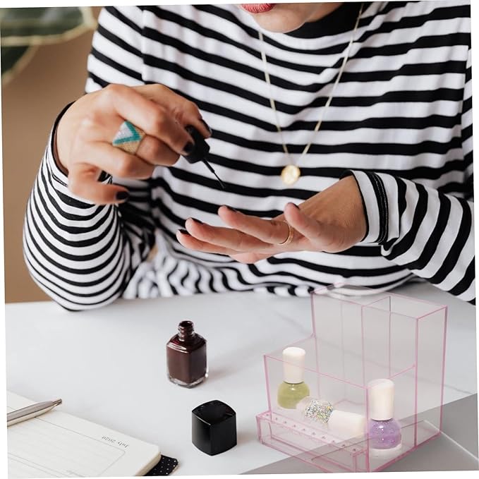 Uonlytech Nail Drill Bits Holder Stand Displayer Organizer Nail Polishing Storage Box Acrylic Holder Machine Manicure Accessory for Nails, Pink