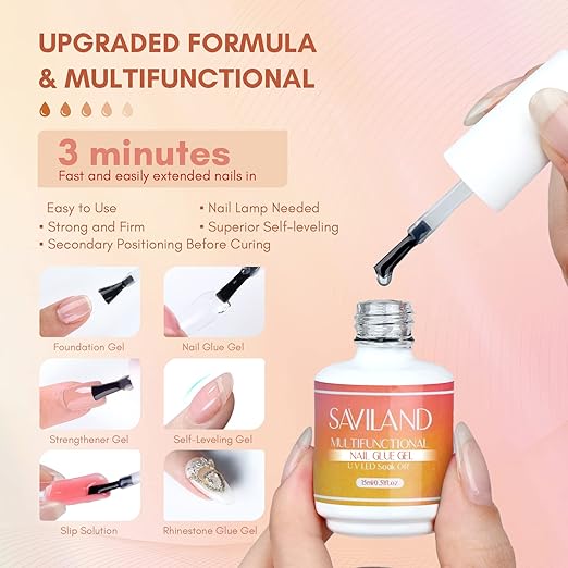 SAVILAND Nail Dehydrator and Primer: Nails Prep Kit Super Strong Nail Glue Non-Acid for Nail Studs No Lift Primer and Dehydrator for Gels Polish Press Ons DIY At Home Salon Gift for Home