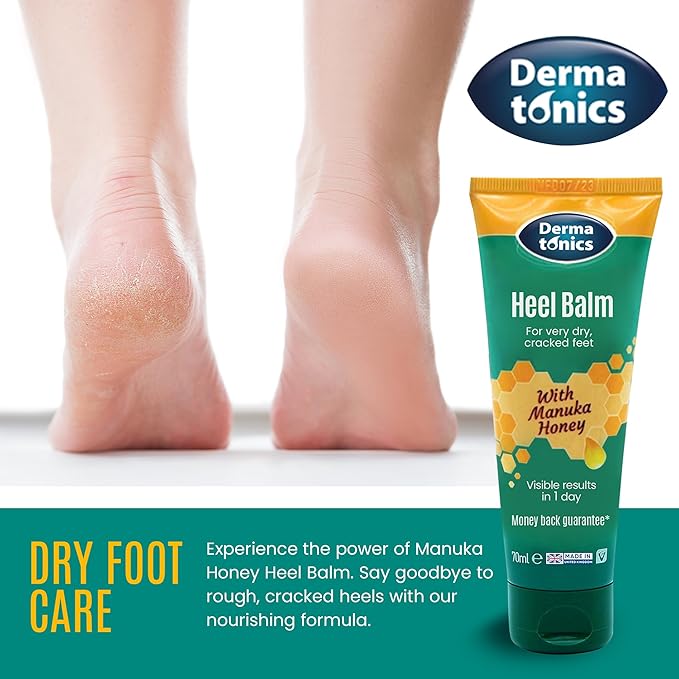 Dermatonics Foot Cream for Dry Cracked Heels - 25% Urea with Manuka Honey, Intensive Moisturizing Heel Treatment, Callus Remover, Exfoliating Care for Rough Feet Elbows Hands - Skin Repair, 2.37 oz