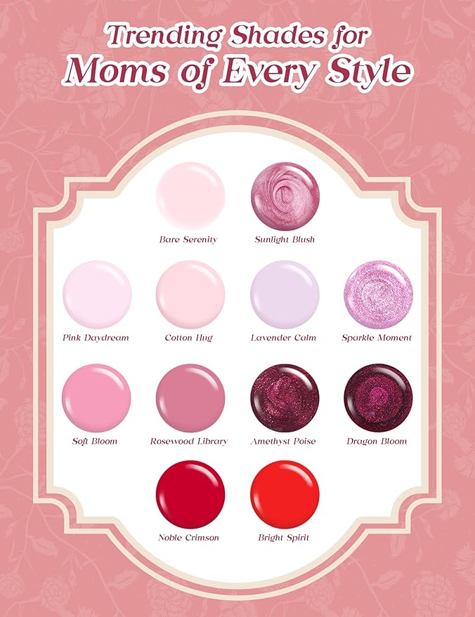Beetles Mani Time with Mom Mother’s Day Gift Box, 12 Gel Nail Polish Colors with Nail Lamp, HEMA Free & TPO Free Complete Manicure Kit, Shea Butter Hand Cream, Premium Keepsake Gift Box for Mom