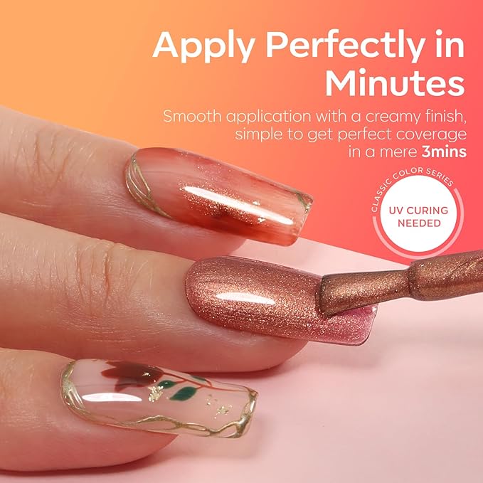 modelones Orange Gel Nail Polish Nude Brown Gel Polish Shimmer Glitter Soak OFF LED Manicure DIY Salon 15 ML