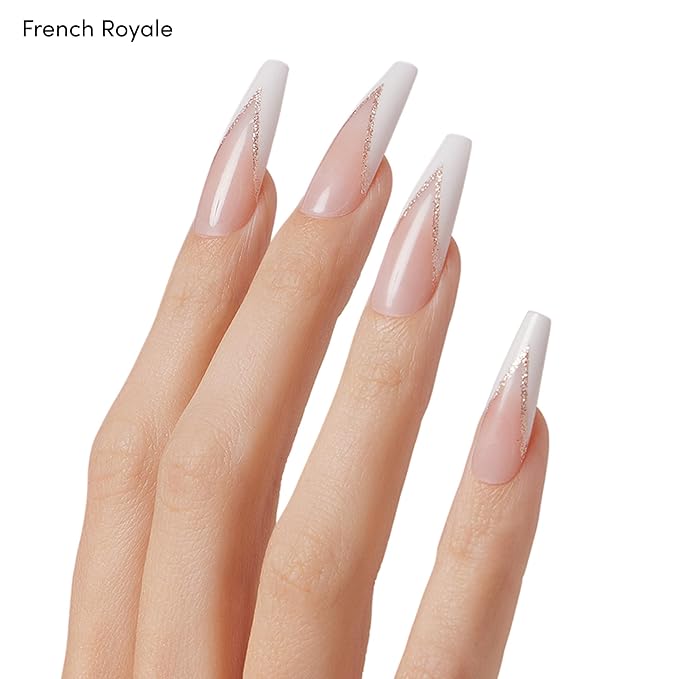 Dashing Diva Nailbliss Gel Manicure Bundle - French V Collection - Salon Quality, Easy to Apply and Chip Resistant - Contains 2 Sets of 30 Extra-Long Length, Square Shaped, Glue On Gel Nails
