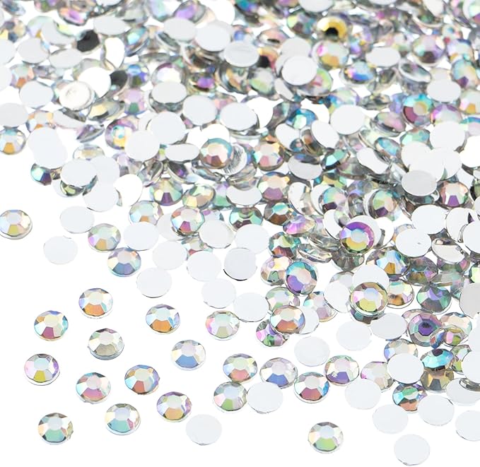 John Bead 2000 Pieces 4mm (SS16), Crystal AB, Acrylic Round Flat Back Rhinestones for Jewelry Making, DIY Crafts, Nail Art, Face Makeup, Clothes