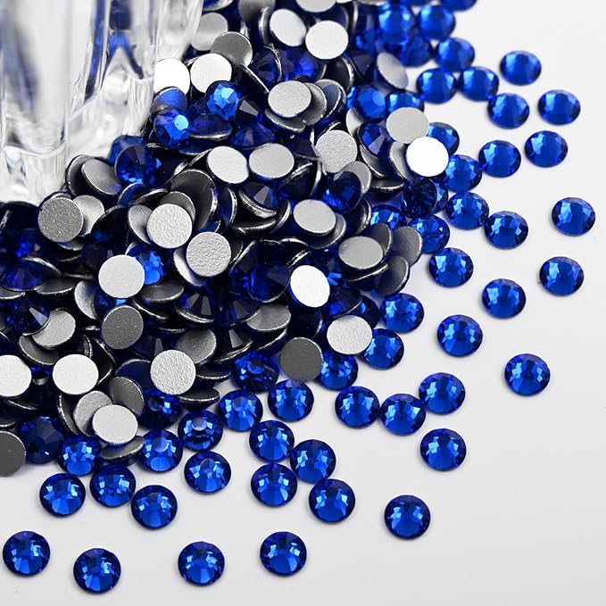 Flatback Glass Rhinestones,Bedazzler Gems 1440pcs Non Hotfix Crystal Rhinestones for Nail Charms Crafts Clothes Tumblers,Sapphire,SS16