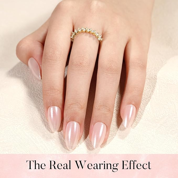 Press On Nails - Short Almond Nails, 160Pcs Acrylic Nails, Fake Nail Tips for DIY Nail Art, Soft Gel Nails, Glazed Donut, 16 Size
