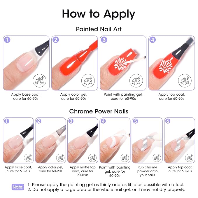 GELLEN White Pat Painting Gel, Gel Paint for Nails, French Nail Art, No Wipe Drawing Striping Liner Painted Aura Ombres Gradient Nails, Soak Off Nail Art with Dotting Pen for DIY Salon Manicure