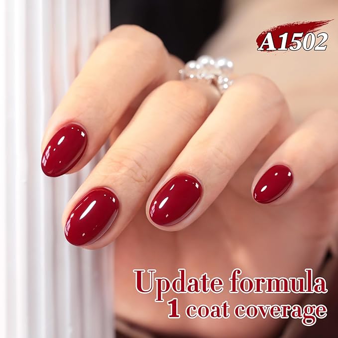 Double Rhythm 0.5 Oz Gel Nail Polish Neutral Natural Same Color Same Bottle Translucent Light Milky Pastel 15ML Manicure French Design Art DIY at Home (Brick Burgundy-A1502)