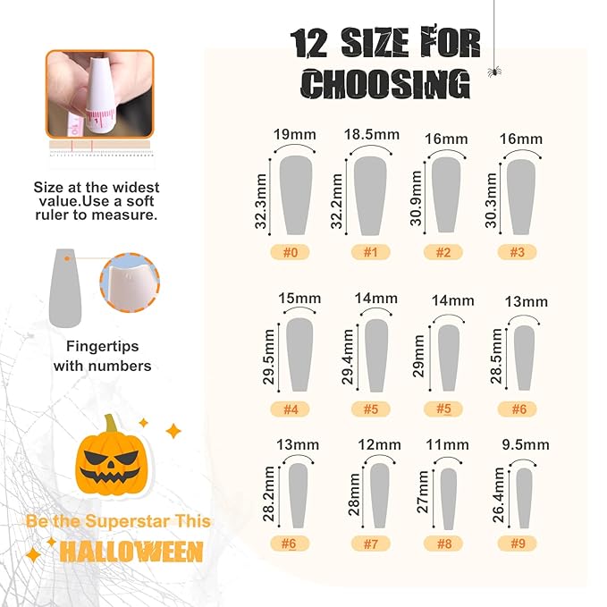Morily 24Pcs Long Coffin Press on Nails Halloween Black Fake Nails Acrylic Skeleton Stick on Nails with 3D Spider Web Rhinestones Design Artificial False Nails for Women (Black Silver Spider Crystal)