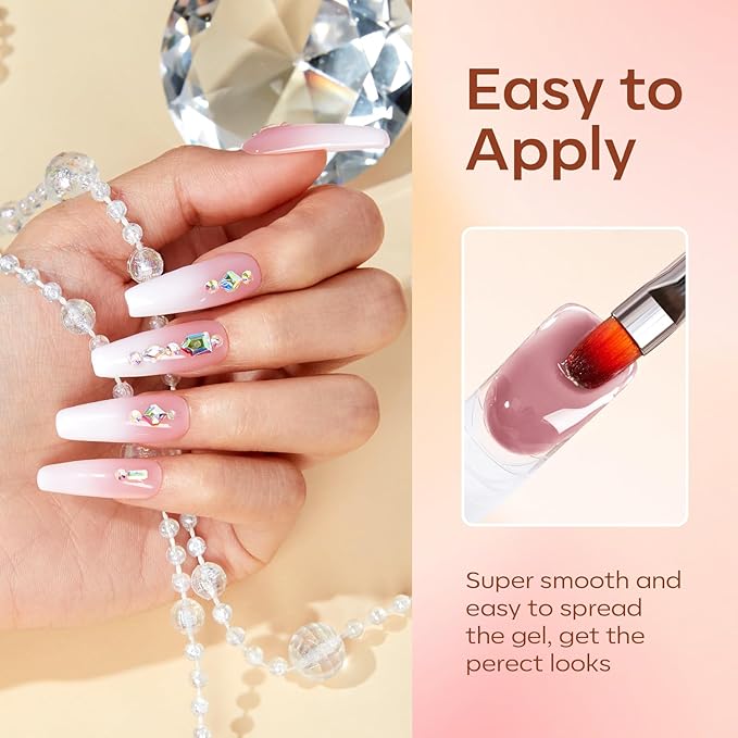 modelones Poly Gel 12 Colors Nude Pink Natural All Seasons Colors Poly Nail Extension Builder Nail Gel Design Professional Salon at Home Holiday Gift for Women