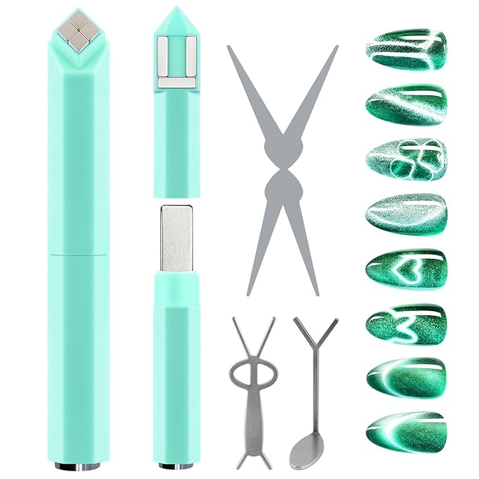 2026 Upgrade 4-in-1 Diamond Cat Eye Magnet for Nails Art,3 Creative Patterns for Cat Eye Gel Polish（French, heart, rabbit）, Easy to Use for Beginners & Nail Artists