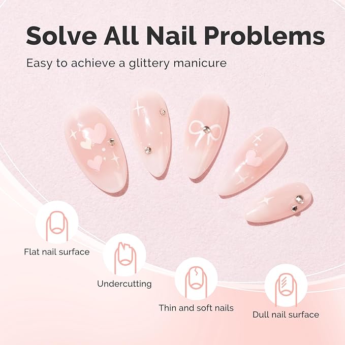 MelodySusie Builder Nail Base Gel Nude Builder Gel for Nails Thickening, Soak Off UV Gel,Extension Gel Rhinestone Nail Glue Gel in a Bottle for Nail Art Design Gift for Women-018