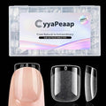 Extra Short Square Nail Tips - 12 Sizes 240 PCS Pre-Etched Soft Gel Nail Tips Half Matte Acrylic Full Cover Clear Pre Etched Nails for Nail Extension Manicure Home DIY Manicure Salon