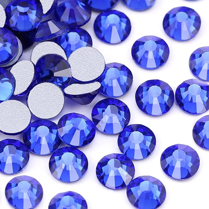 Dowarm 1440 Pieces SS16 Flatback Crystals, 4MM Flatback Nail Crystals for Craft Nails Dance Costumes, Non Hotfix Rhinestones (SS16 / 4MM, Blue/Sapphire)